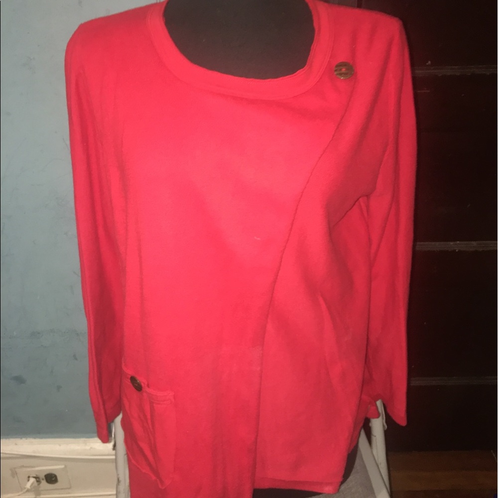 Pure handknit Red long sleeve sweater
